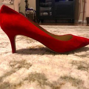 Ann Taylor Red Suede Pumps / Heels, never worn, size 8